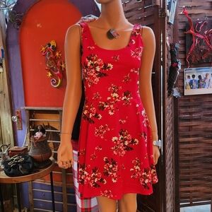 H&M Vibrant Red Floral Mini Dress